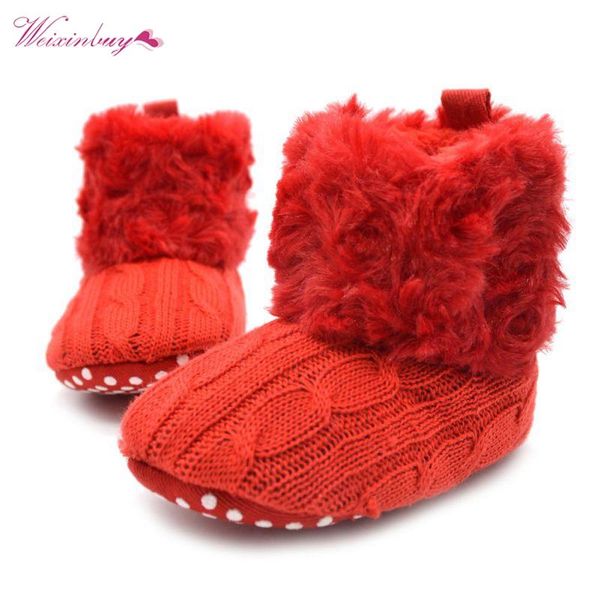 

baby infants crochet knit fleece boots toddler girl boy snow shoes winter booties