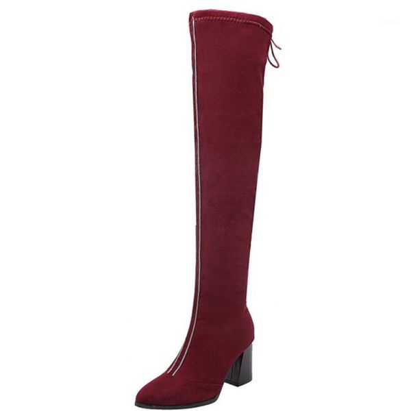 

boots fanyuan women winter shoes size 32-48 over the knee side zipper comfortable long high heels botas footwear1, Black