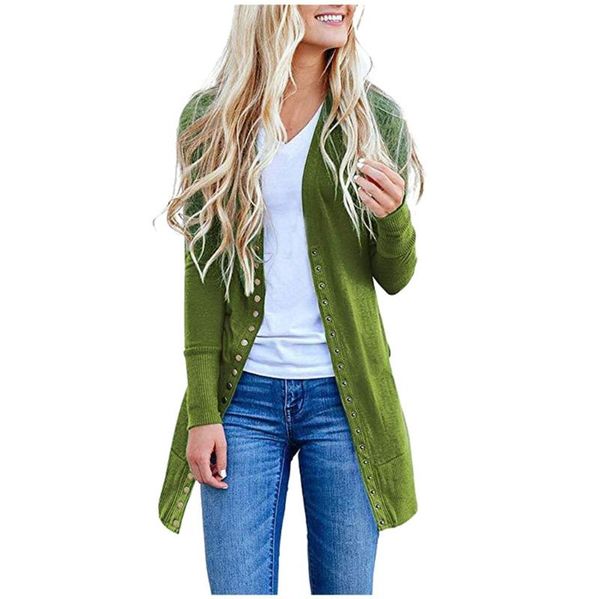 

women's jackets winter long jacket fashion solid color long-sleeved button cardigan loose knit coat chaqueta mujer femme a25, Black;brown