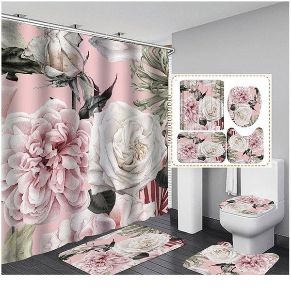 

большой цветочный душевой занавес матем набор с ковровой ванной для дома гостиница ванна для ванна разбиение пресс-формы доказательство проч