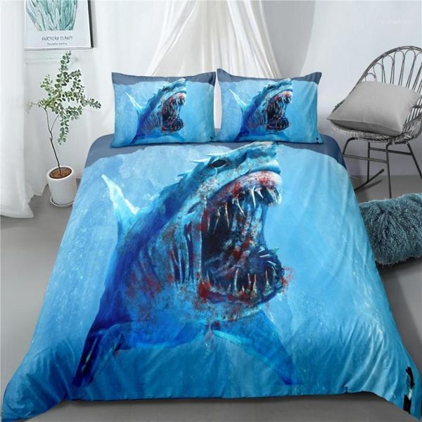 

bedding sets style set 3d digital sharks printing 2/3pcs duvet cover & pillowcases with zipper closure uk/au/us size1