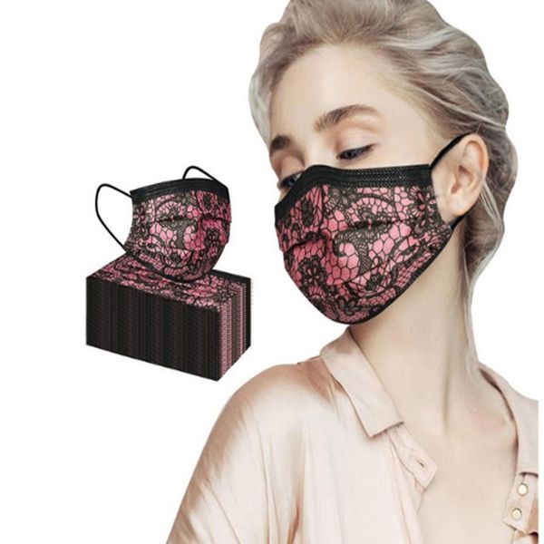 

2020 fashion lace reusable breathable disposable protection face mask 3-layer lace mask protect mask mascarilla personal dhl