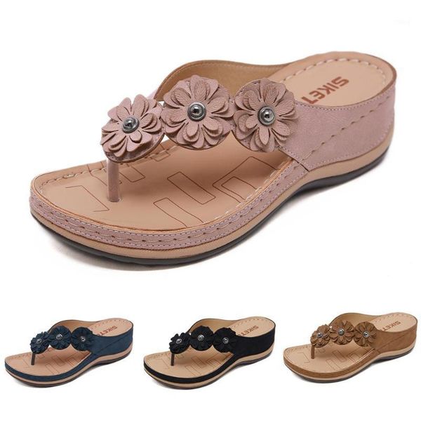 

slippers fashion flower summer beach women platform sandals vintage floral flip flops shoes sandalias mujer 2021 black pinkx00081