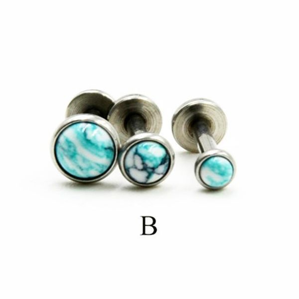 

1 шт. натуральный камень labret monroe для губ-гвоздики ушной пирсинг хряща трага спираль серьги серьги нос студий 16 г губ кольцо тела ювел, Silver