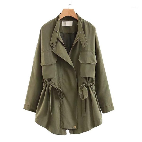 

harajuku short korean style jacket women's slim jacket outwear autumn windbreaker women's clothes loosen drawstring coat1, Black;brown