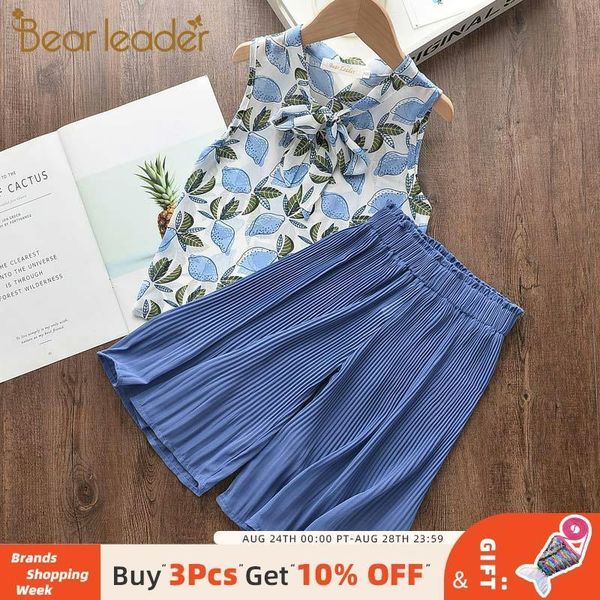 

bear leader girls suit summer girls clothes colorful printing pants 2pcs suit kids christmas set casual kids chiffon suit lj200825, Red;yellow