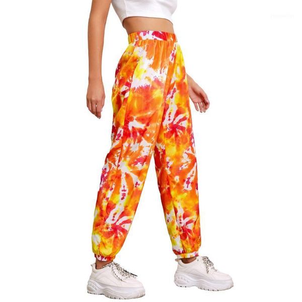 

women's pants & capris women's jogger summer pocket high-waist trousers dye printed casual loose slimming wear bottoms1, Black;white