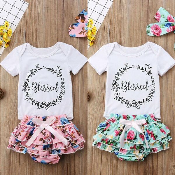 

newborn baby girl romper bodysuit jumpsuit shorts pants outfits clothes set1, White