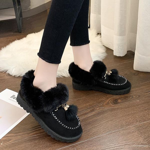 

female snow boot ladies shoes women boots ladies winter warm ankle boots for women snow shoes style round-toe slip on u11-87, Black