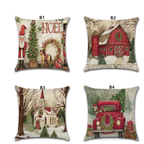 

a-80 colors case 45*45cm elk christmas pillow cover santa cushion covers retro plaid pillowcase owb2952