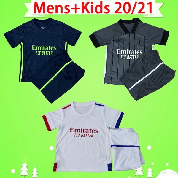 

kids kit 20 21 lyon maillot de foot soccer jerseys 2020 2021 mans suit football shirts boys set traore memphis, Black;yellow