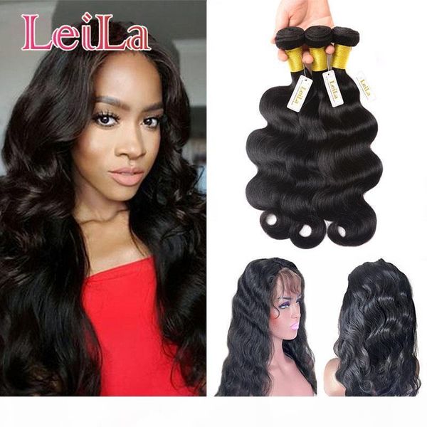 

mongolian virgin hair 360 lace frontal with bundles pre plucked body wave hair extensions human hair frontal closure natural color, Black;brown