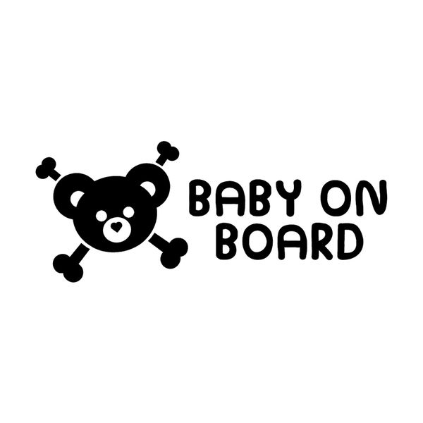 

18.2cm*7.4cm baby on board funny bear skull head vinyl car sticker decals black/silver c10-00098