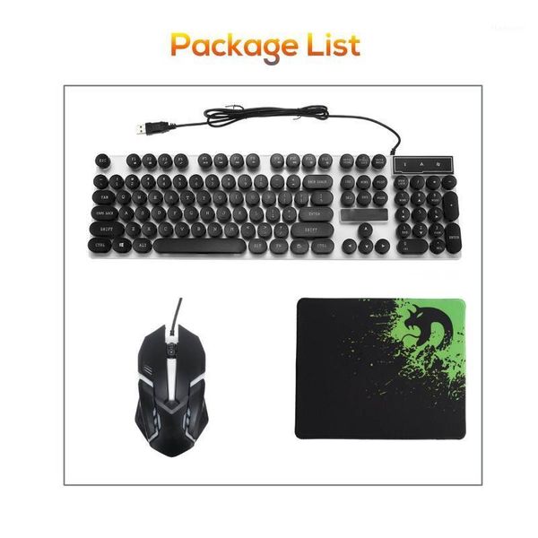 

keyboard mouse combos gtx300 keys punk circular keycap backlit gaming wired led pad combo rainbow ergonomic round key cap mechanical1