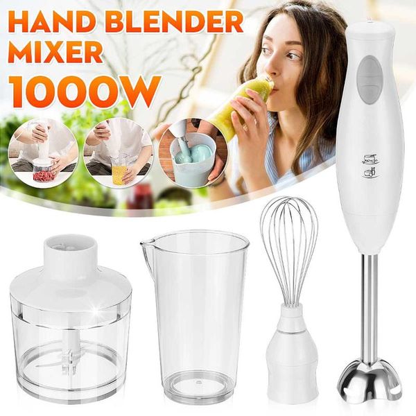 

4-in-1 stainless steel 1000w immersion hand stick blender mixer vegetable meat grinder 500ml chopper whisk 800ml smoothie cup