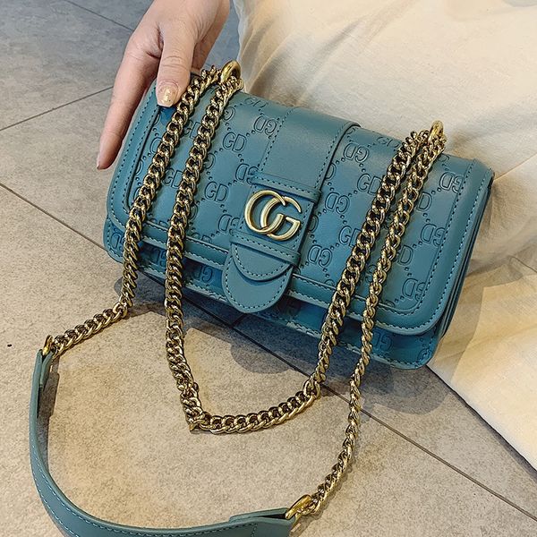 

1qaa8 single shoulder messenger women's 2020 new versatile small square fashion leisure messenger chain korean small square bag women&#, Blue;pink