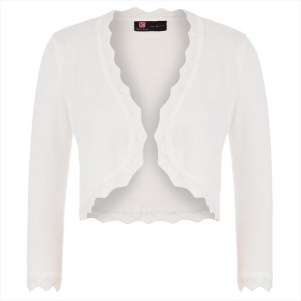 

coat jacket women ladies vintage party evening 3 4 sleeve open front croppedbolero shrug solid knitting cardigan knitwear, White;black
