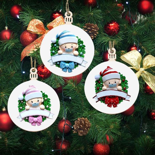 

2020 рождественские украшения персонализированные детские подарки рождество деревянные подвесной diy имя blessing партии подарки висячие укр