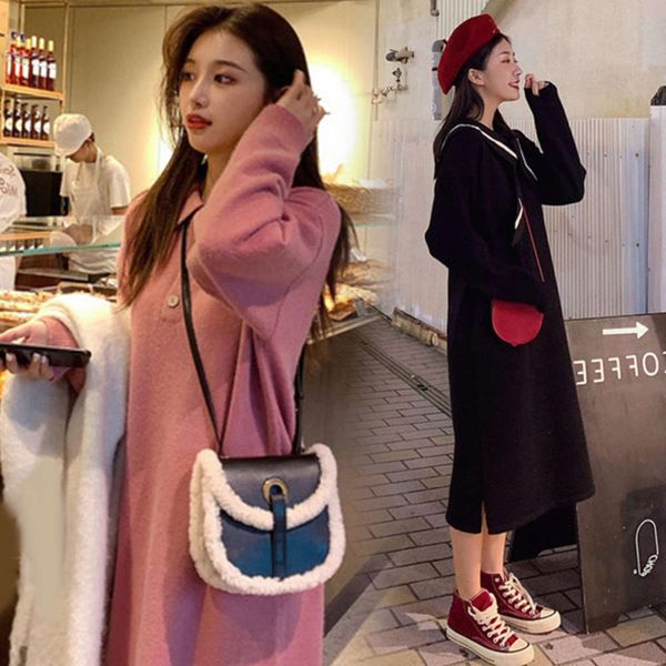 

autumn new loose sweater mid length materni drs 750, White