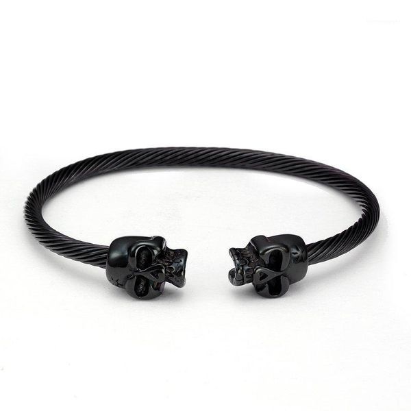 Braccialetto Vintage Nero Maschio Intrecciato In Acciaio Inossidabile Braccialetti Uomini Donne Gioielli di Alta Qualità Polsino Aperto Fascino Scheletro Bracciali1