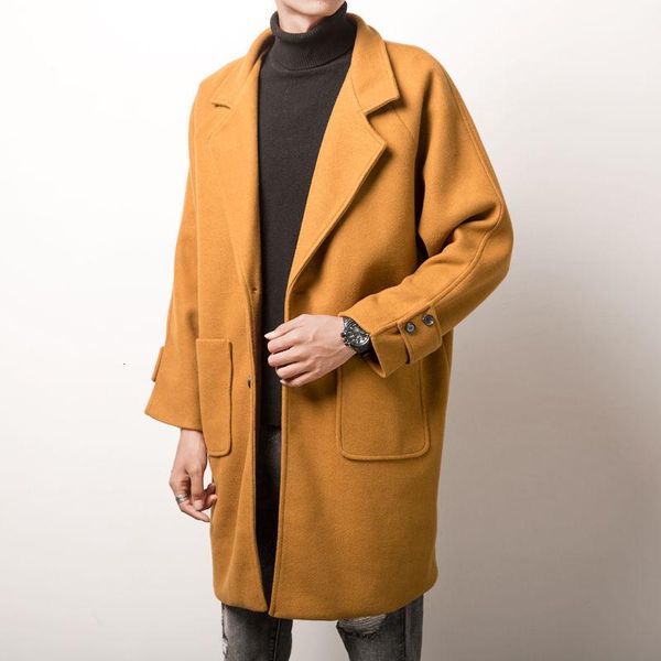 

2020 men's loose parkas long cashmere woolen blends long sleeve trench male coats snow jackets cotton-padded clothes size m-5xl, Black
