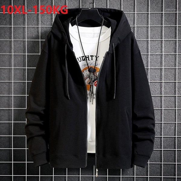 

autumn winter men sweatshirt hoody hooded sipper hoodies sports plus size 10xl 9xl 8xl oversize big size loose coat black1, Black