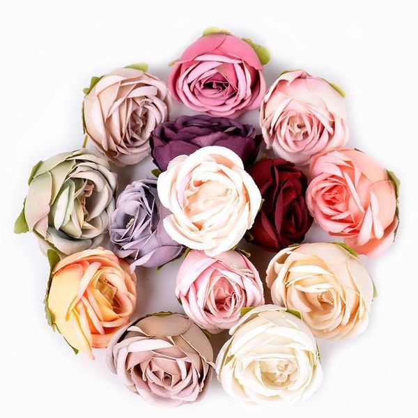 

5pcs/lot new autumn color silk rose bud artificial flower diy handmade wreath scrapbook wedding home decoration gift fak jllrny