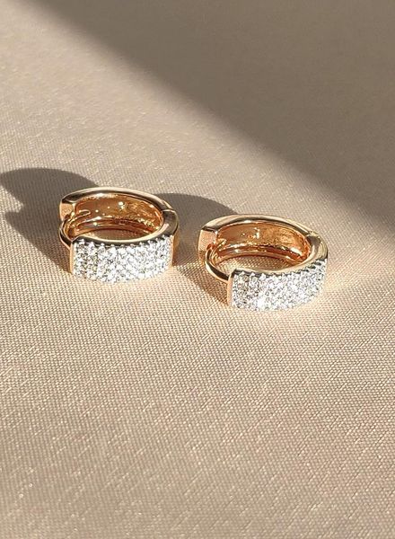 

hoop & huggie round thick earring medium gold, Golden;silver