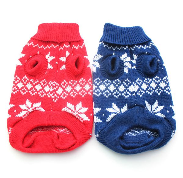 Camisola Frete Grátis! Vermelho / Azul Dog de Natal Design De Snow-Flocos, Casaco De Pet Jumper Vestuário, 5 Tamanhos / XS S L XL5 Tamanhos disponíveis