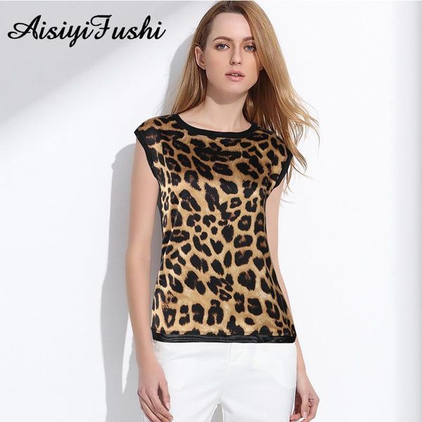 

women's leopard print silk blouse summer leopard chiffon shirt women casual silk satin print blouse sleeveless1, White