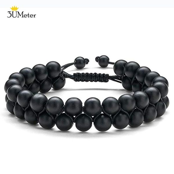 

3umeter 8mm charm beads bracelet for men women black matte onyx bracelet natural stone beads handwoven braided bracelets gifts