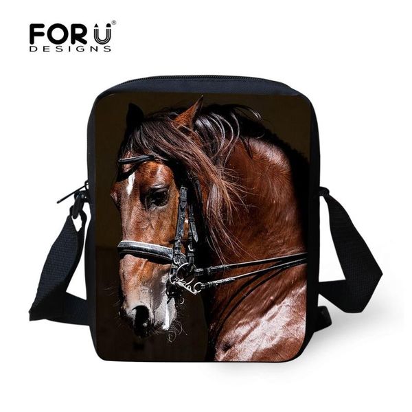 

forudesigns women shoulder cross-body bag vintage 3d horse animal prints woman messenger bag for teenager girls mochila infantil