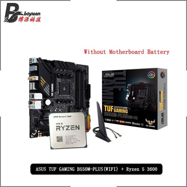 

amd ryzen 5 3600 r5 3600 cpu + asus tuf gaming b550m plus (wi-fi) motherboard suit socket am4 all new but without cooler