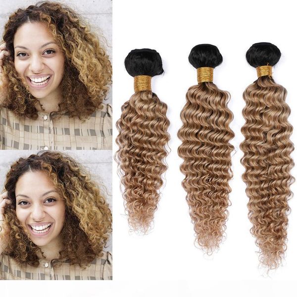 

honey blonde ombre malaysian human hair weave bundles light brown ombre deep wave virgin human hair wefts black roots 3pcs mixed length