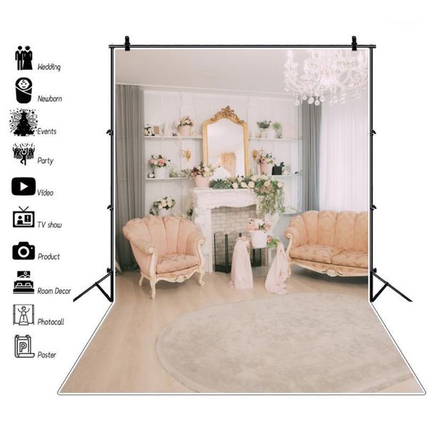 

background material laeacco living room gray fireplace chandelier sofa carpet flowers interior pography backdrop po pocall1