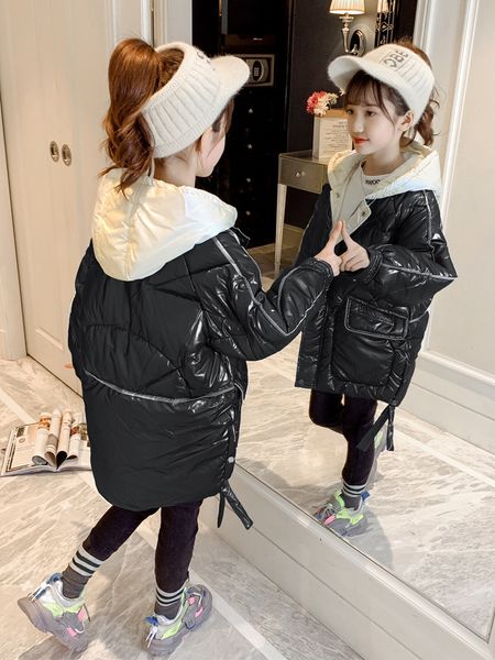 

children's 2020 new korean version foreign style winter medium long cotton padded clothes girls, Blue;gray