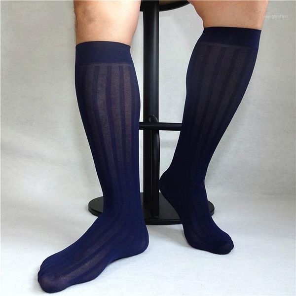 

men's socks tube men's stocking business dress stockings sheer exotic formal wear suit men transparent tnt strip1, Black