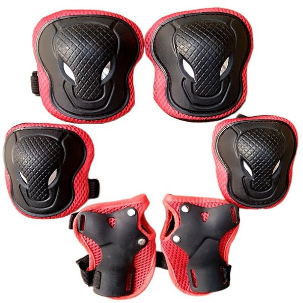 

elbow & knee pads 6pcs kids outdoor sport protective gear skating cycling set hand full protection, Black;gray