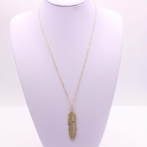 

ювелирные изделия женщин ожерелье чокеровщика мода перо кулон ожерелье цепи длинный свитер цепи ожерелье ювелирные изделия заявление женщины, Silver