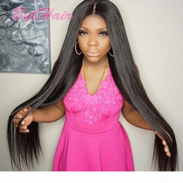 

bythair glueless full lace wig brazilian remy hair silk straight full lace human hair wigs black women lace front wig with baby hair, Black;brown