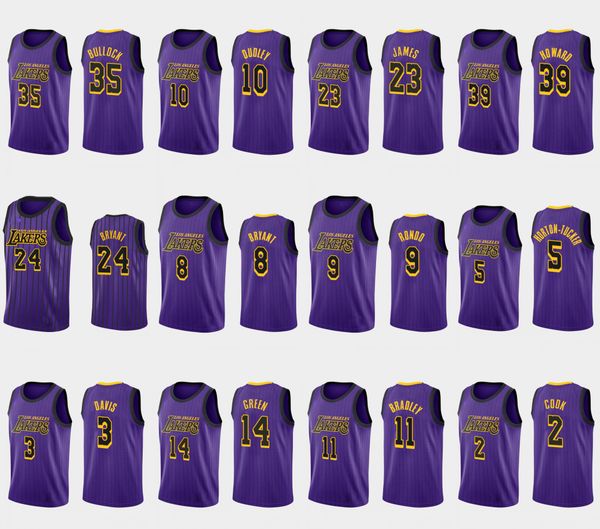 

los angeles lakers kobe bryant lebron james jared dudley anthony davis nba purple basketball jersey, Black