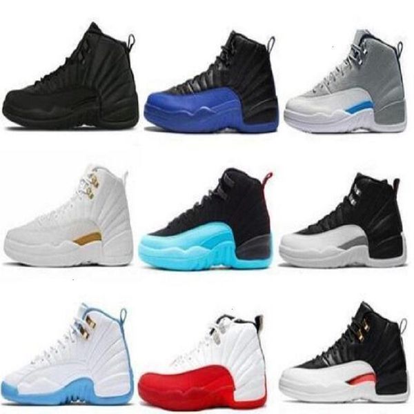 

and jumpman mens with womens box basketball shoes sneakers 12s xii flu game royal taxi french blue for men sports shoes high cut, Black