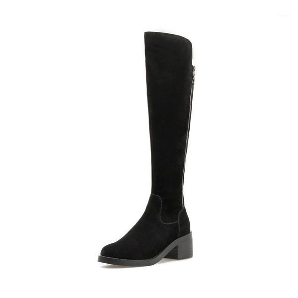 

sklfgxzy black beige the knee boots genuine leather female boots head layer cowhide high heels women's shoes1