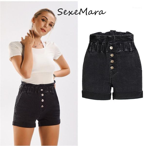 

plus size 2020 high waist jeans short boyfriend casual korea denim black woman distressed jeans1, Blue