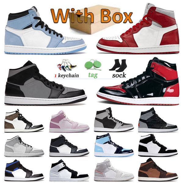 

jumpman 1 1s basketball shoes bred patent diamond shorts mid armory navy dark chocolate shadow red university blue grey camo mens womens tra