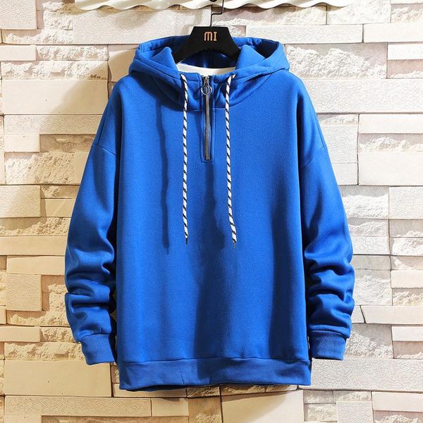 

autumn winter thick men streetwear hoodies sweatshirts pure color hoodies orange pullover warm fleece men fashion 1, Black