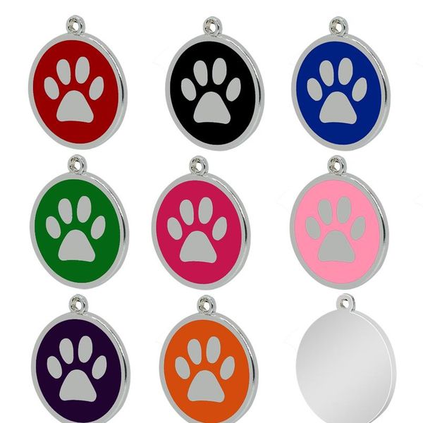 

8pcs/lot stainless steel custom pet dog cat id tags designers round paw personalized 8pcs/lot s sqccll