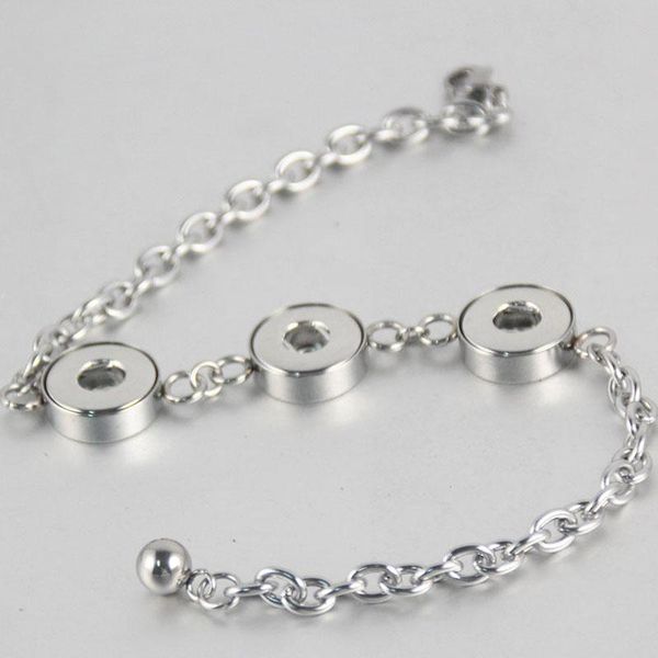 

real stainless steel chain bracelets bangles 3 buttons 12mm diy snap button bracelets for women 7styles, Black