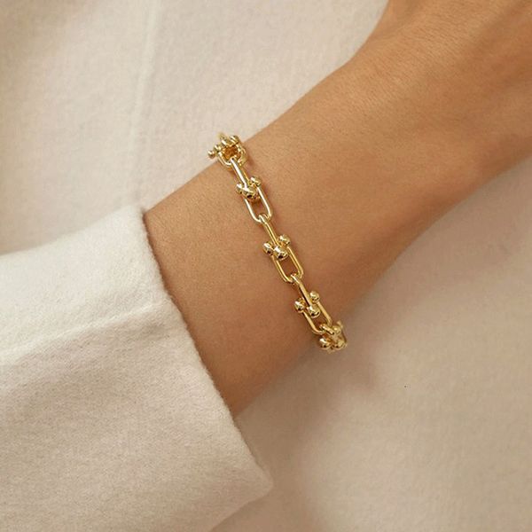 

hip hop punk cool chain u-shaped bracelet, Silver