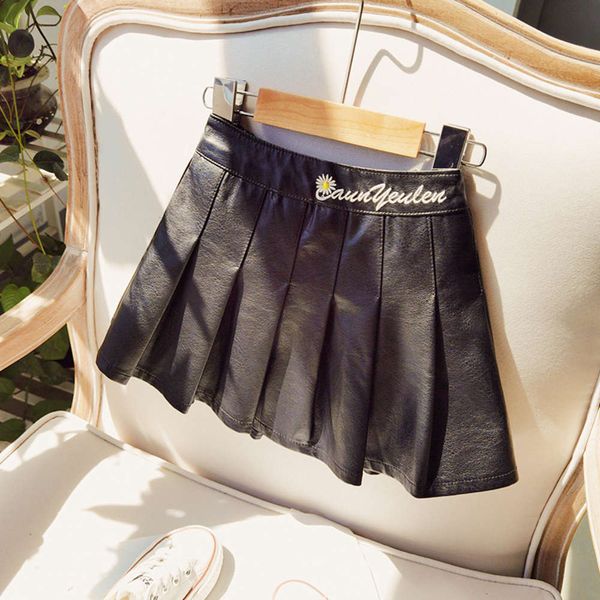 

2020 pu autumn and winter drs new fashion children's fashionable pleated girls' skirt, Blue